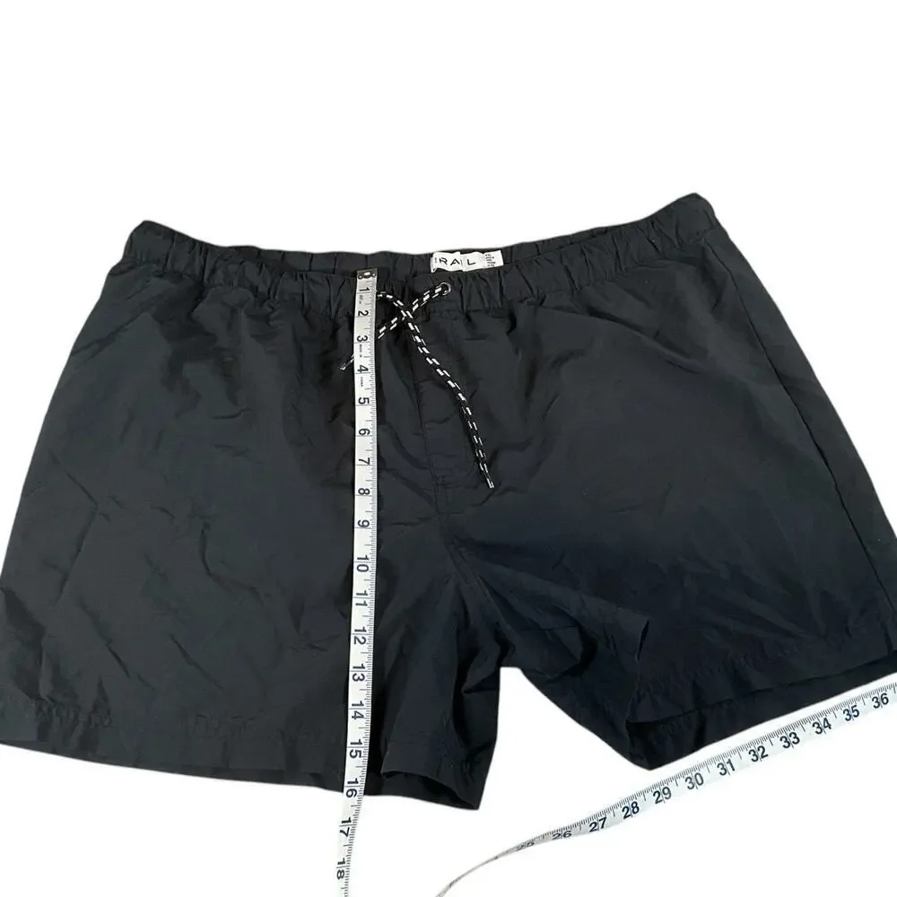 The Rail Mens Black Drawstring Swim Shorts Under Liner Size 2X 100% Nylon Active